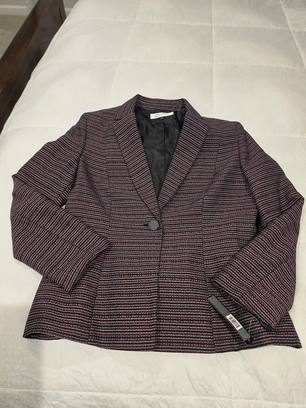 Striped Single-Button Blazer Jacket in Black/Red/White Size 16 (JACKET ONLY) NWT